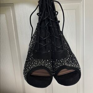 Torrid Black Heeled Boots with Rhinestone Embellishments